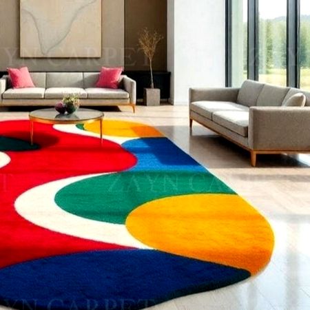 Handcrafted Organic Wave Multicolor Contemporary Area Rug